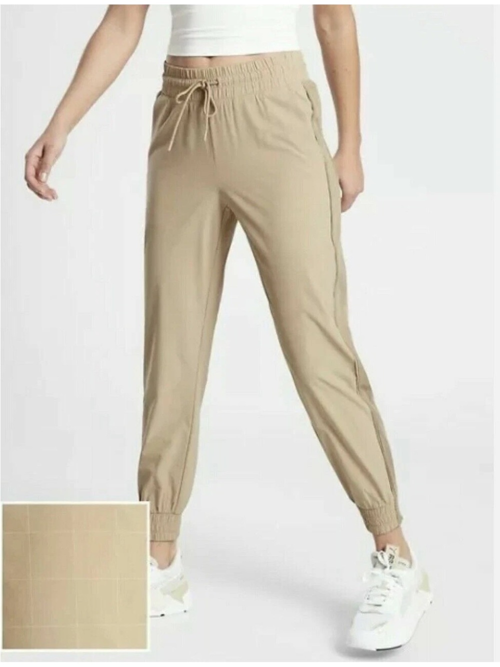 ATHLETA Brooklyn Textured Jogger in Windowpane Taupe Size 2